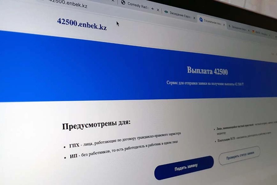 На портале для подачи заявок на 42500 тенге возникли перебои 